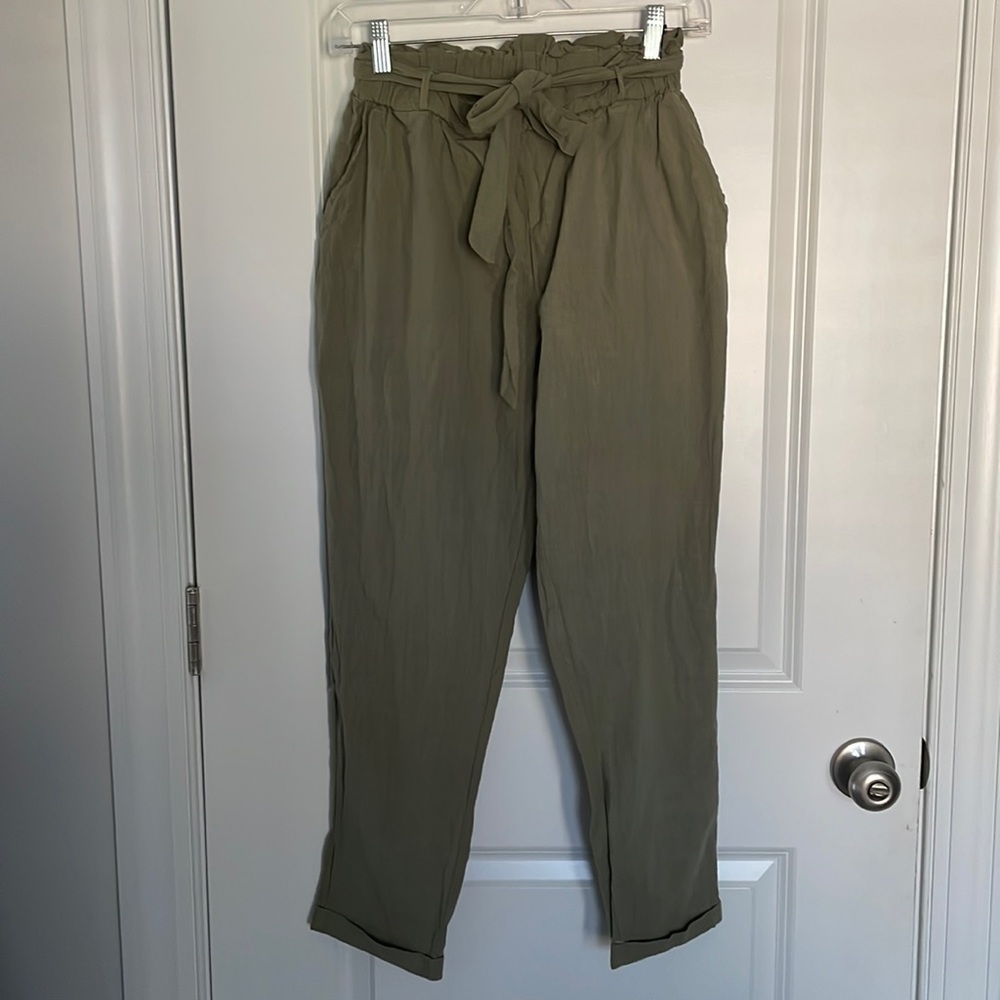 FAVLUX Green Self Tie Ankle Trouser Size Small